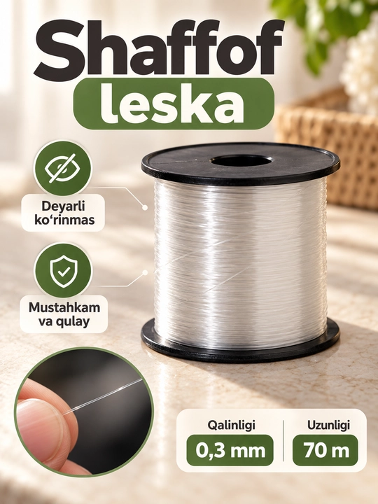 Neylon leska, biser, bonchuk, bilaguzuk va zargarlik buyumi yasash uchun - 
