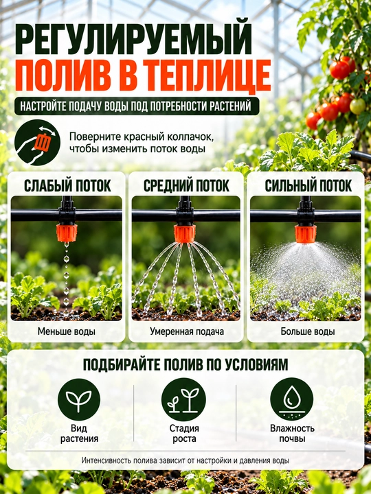 Набор для полива теплицы, капельное орошение и распыление