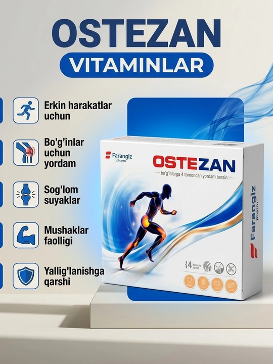 Bo‘g‘imlar uchun Ostezan biologik faol oziq-ovqat qo‘shimchasi, kapsulalar