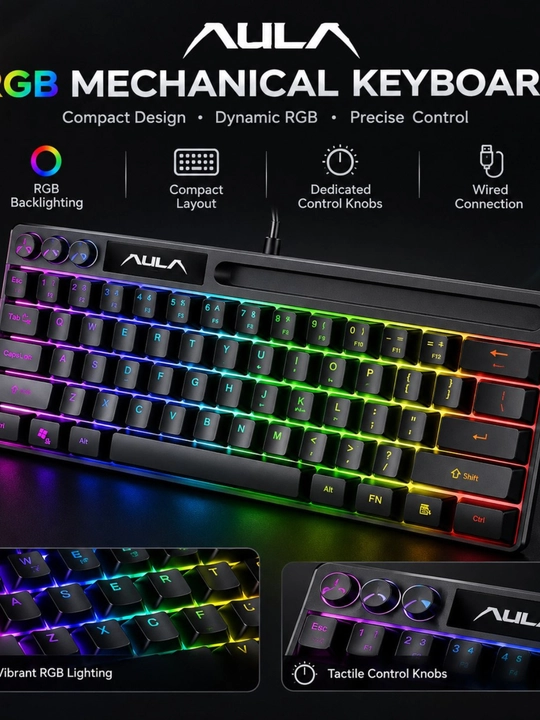 AULA RGB yoritgichli simli kompyuter klaviaturasi - 