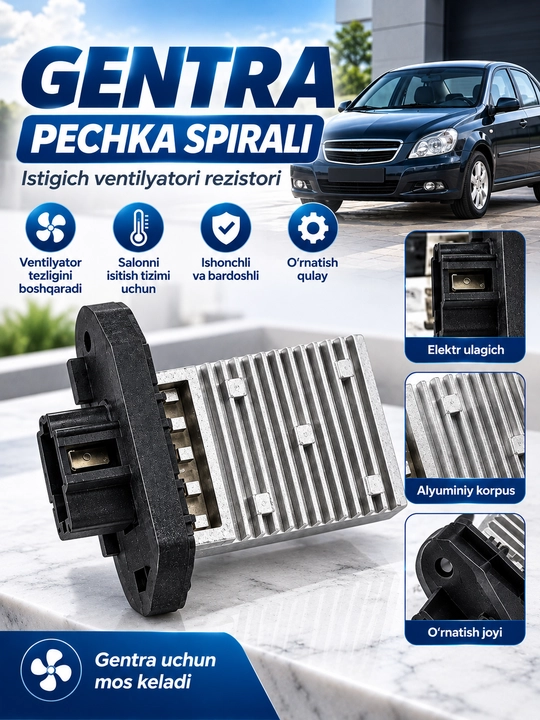 Avtomobil pechkasi ventilyatori rezistori, tezlik boshqaruvchisi, alyuminiy korpusli detal - 