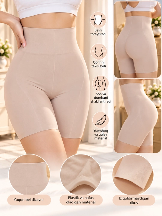 Ayollar uchun korreksion shortik, yuqori belli, siquvchi ichki kiyim, XL–3XL
