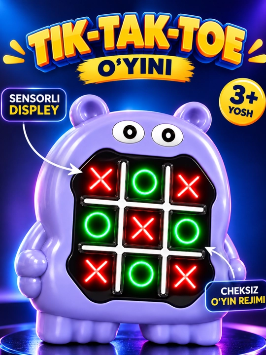 Sensorli X va O o‘yini, elektron Tic-Tac-Toe, bolalar uchun - 