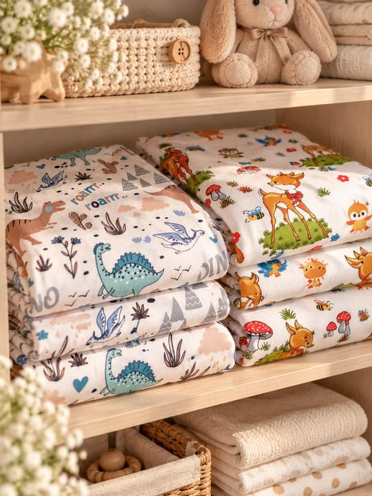 Yangi tug‘ilgan chaqaloqlar uchun yo‘rgak, bolalar choyshab, flanel, 100% paxta, 120×110sm