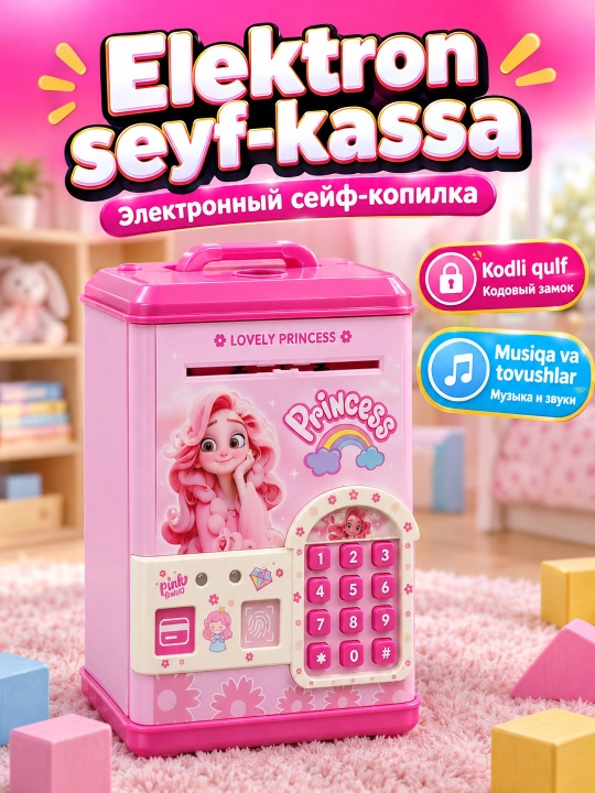 Bolalar uchun elektron seyf-yig'im qutisi Malika, musiqali interaktiv o'yinchoq, 3+ - 