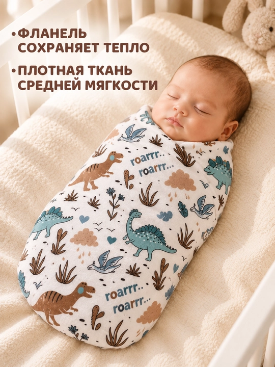 Yangi tug‘ilgan chaqaloqlar uchun yo‘rgak, bolalar choyshab, flanel, 100% paxta, 120×110sm