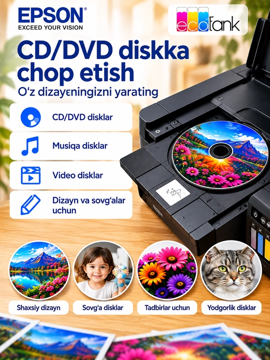 Цветной принтер EPSON L8050/L8100 EcoTank, Wi-Fi, 1 год гарантии
