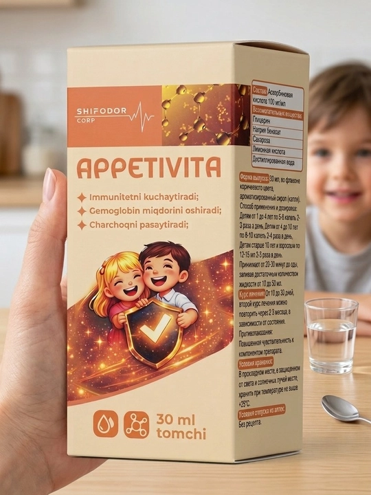 Appetivita biologik faol qo'shimcha, suyuq shakl, 30 ml