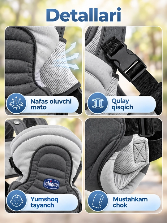 Chicco Soft & Dream chaqaloqlar uchun kenguru sumka, 9 kg gacha, kulrang