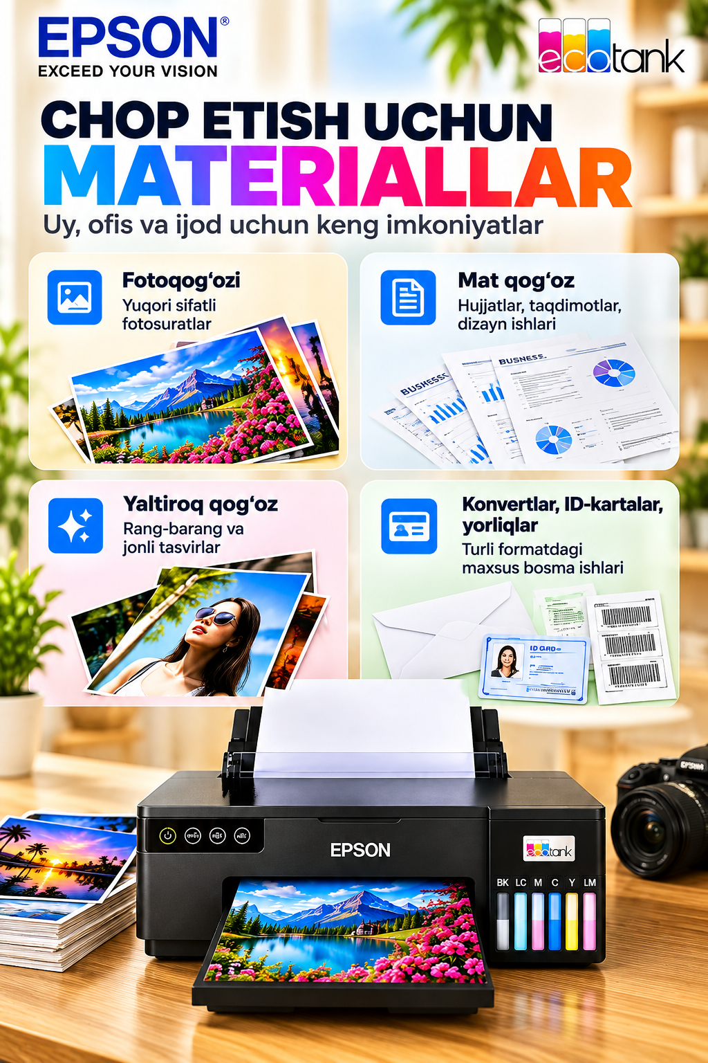 Цветной принтер EPSON L8050/L8100 EcoTank, Wi-Fi, 1 год гарантии