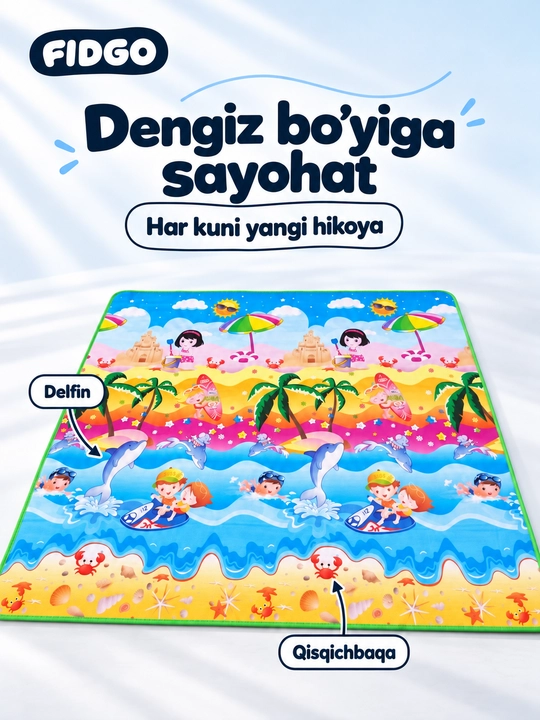 Детский коврик FIDGO для ползания и игр, мягкий, двусторонний