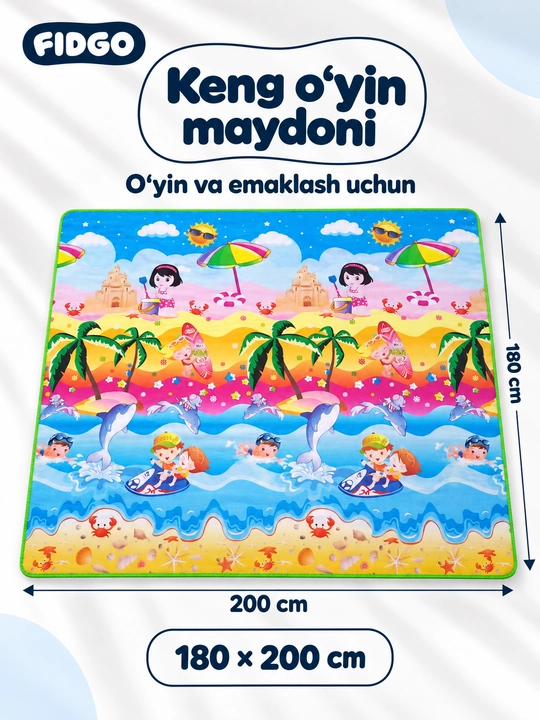 Детский коврик FIDGO для ползания и игр, мягкий, двусторонний