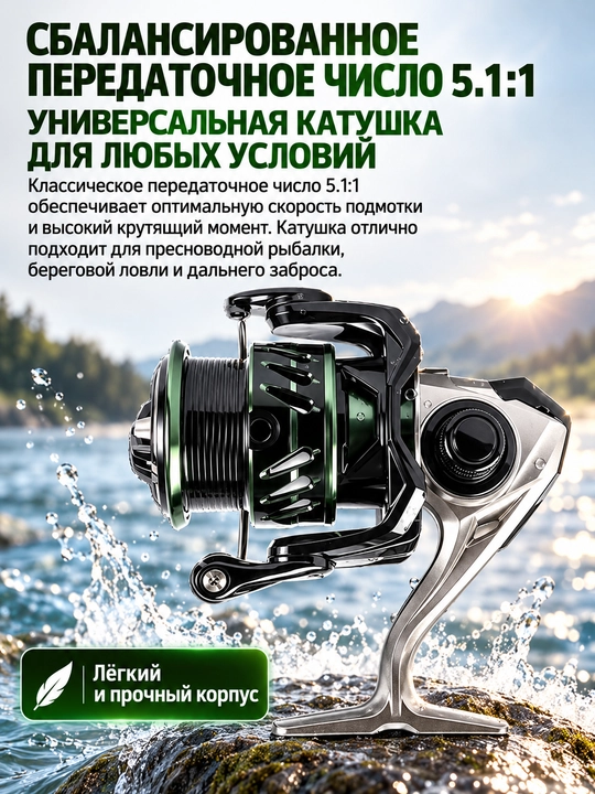 Катушка для спиннинга безынерционная для рыбалки WPE