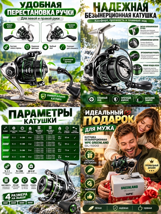 Катушка для спиннинга безынерционная для рыбалки WPE