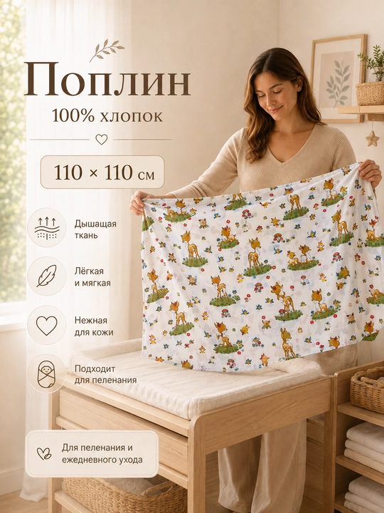 Пелёнки для новорождённых, детская простыня, поплин, 100% хлопок, 110×110 см