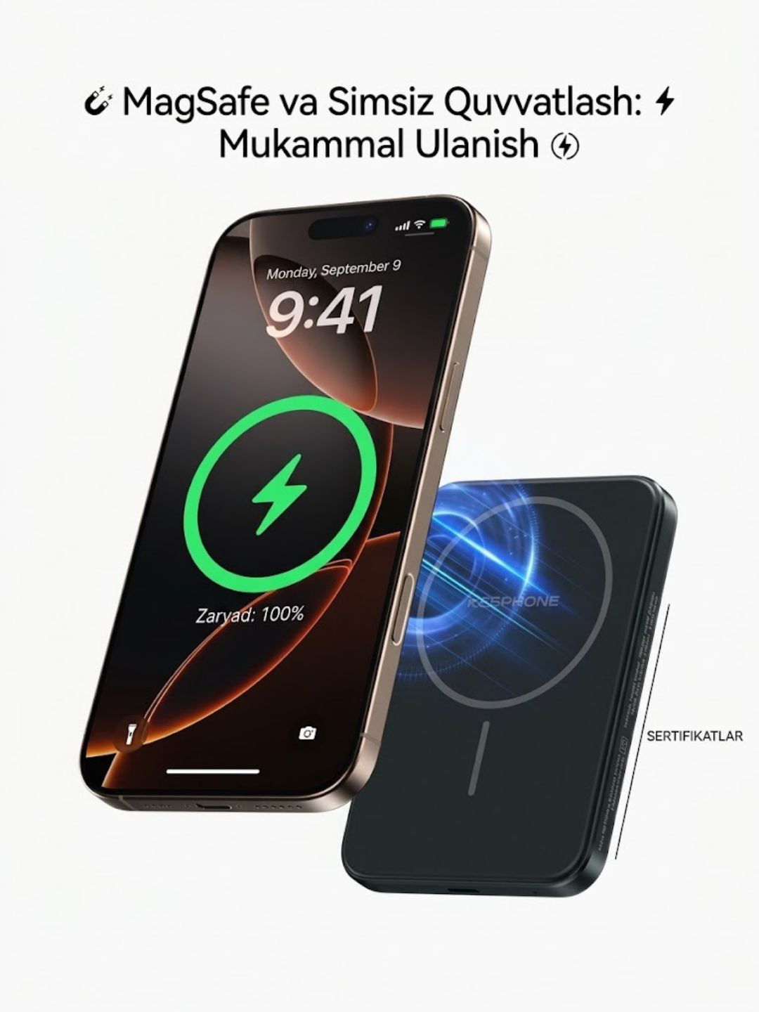 Внешний аккумулятор Power Bank Keephone Brendy PB51 10000 мАч — MagSafe, корпус из Кевлара