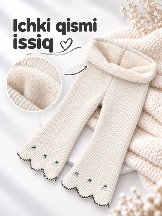 Qizlar uchun qalin losinalar, issiq, qishki, 3–12 yosh