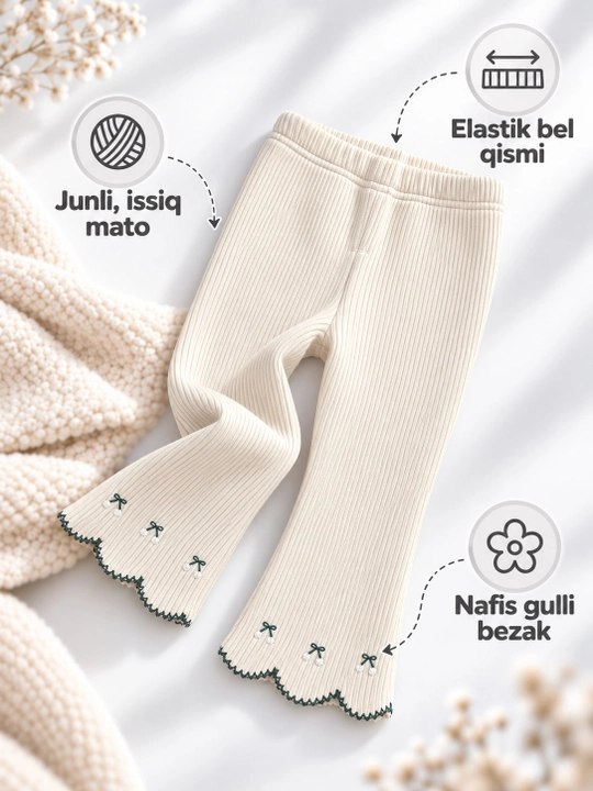 Qizlar uchun qalin losinalar, issiq, qishki, 3–12 yosh