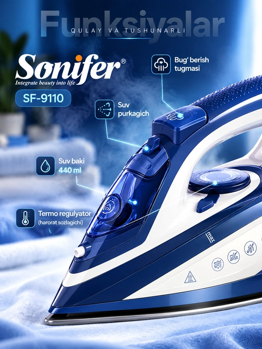 Sonifer SF-9110 bug‘li dazmol 2400 Vt, 440 ml suv baki