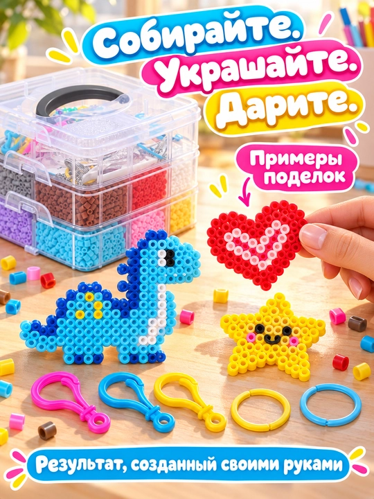 Термомозаика для детей, объемная 3D мозаика, набор бусин для творчества, DIY