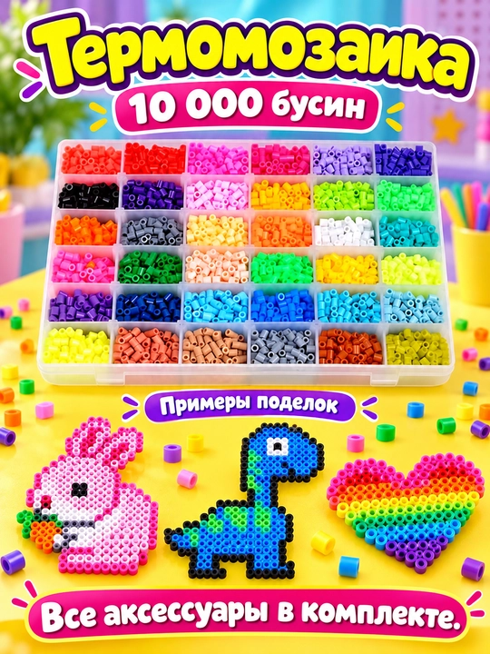 Bolalar uchun termomozaika, hajmli 3D mozaika, ijodkorlik uchun munchoqlar to‘plami, DIY - 