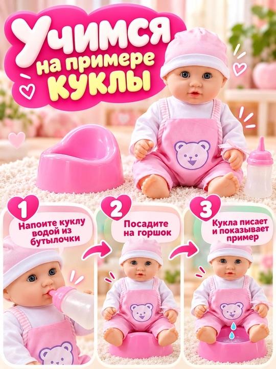 Детская интерактивная кукла-пупс, говорящая кукла, горшок, бутылочка