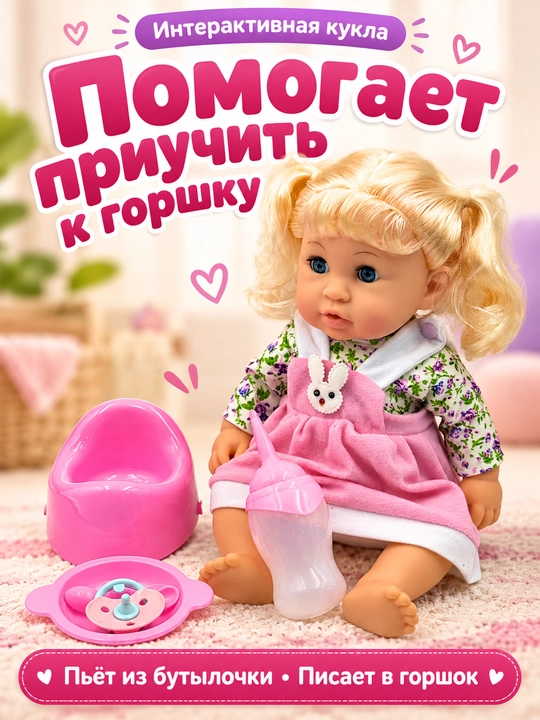 Bolalar interaktiv qo'g'irchoq, pups, gapiruvchi qo‘g‘irchoq, tuvak, butilka - 