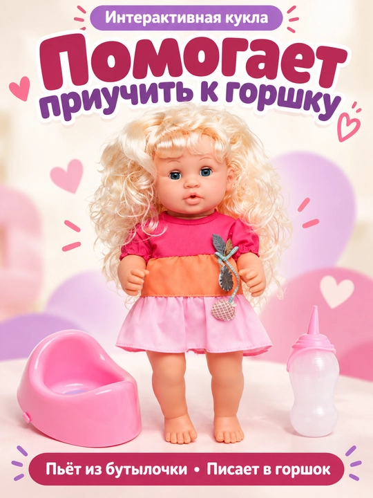 Bolalar interaktiv qo'g'irchoq, pups, gapiruvchi qo‘g‘irchoq, tuvak, butilka - 