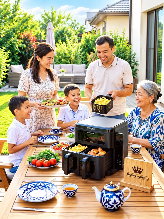 Kitchen Electronics airfryer-ikki baravar, 12 litr, 10 ta avtomatik dastur