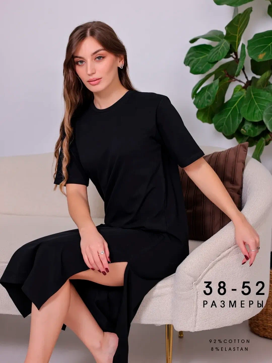 Платье-футболка черное
