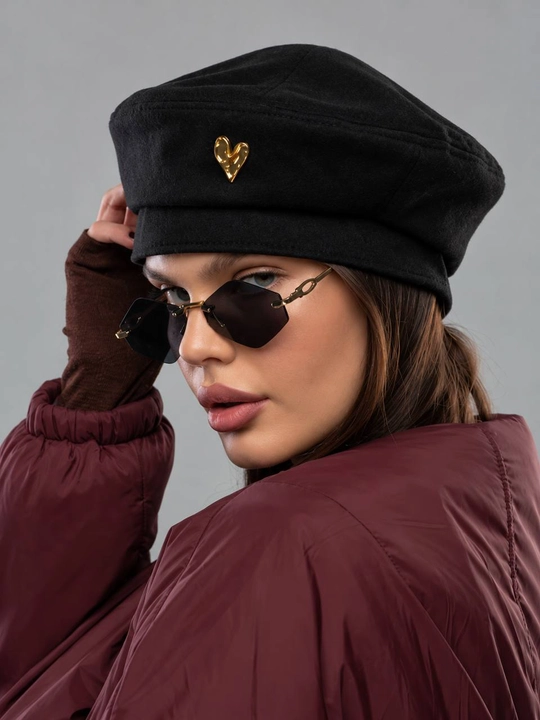 Берет женский с козырьком, демисезонная, кашемировая