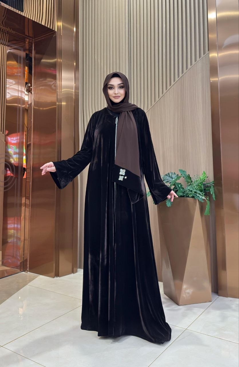 Ayollar uchun uzun abaya ko‘ylak ro‘mol bilan uzun libos 50–58 razmer standart - 