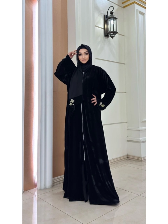 Ayollar uchun uzun abaya ko‘ylak ro‘mol bilan uzun libos 50–58 razmer standart - 
