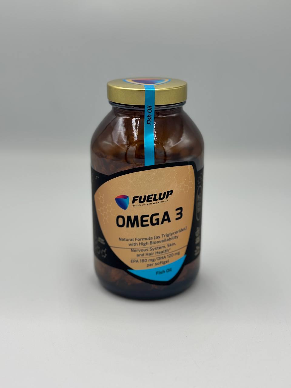 Омега 3 (Omega 3) Рыбий жир 1000мг 90 софтгель baliq yo'gi FUEL UP стекляная упаковка