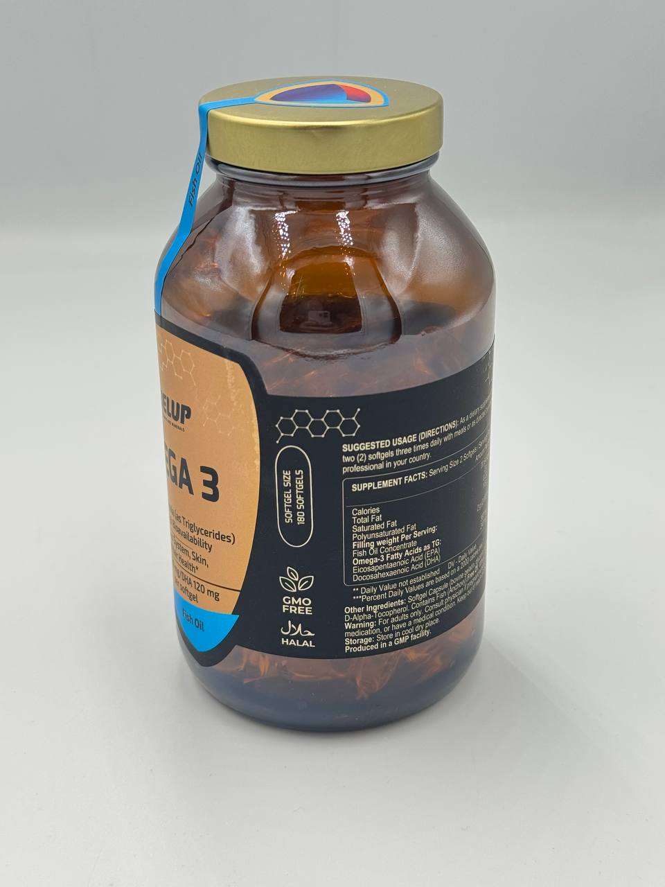 Омега 3 (Omega 3) Рыбий жир 1000мг 90 софтгель baliq yo'gi FUEL UP стекляная упаковка