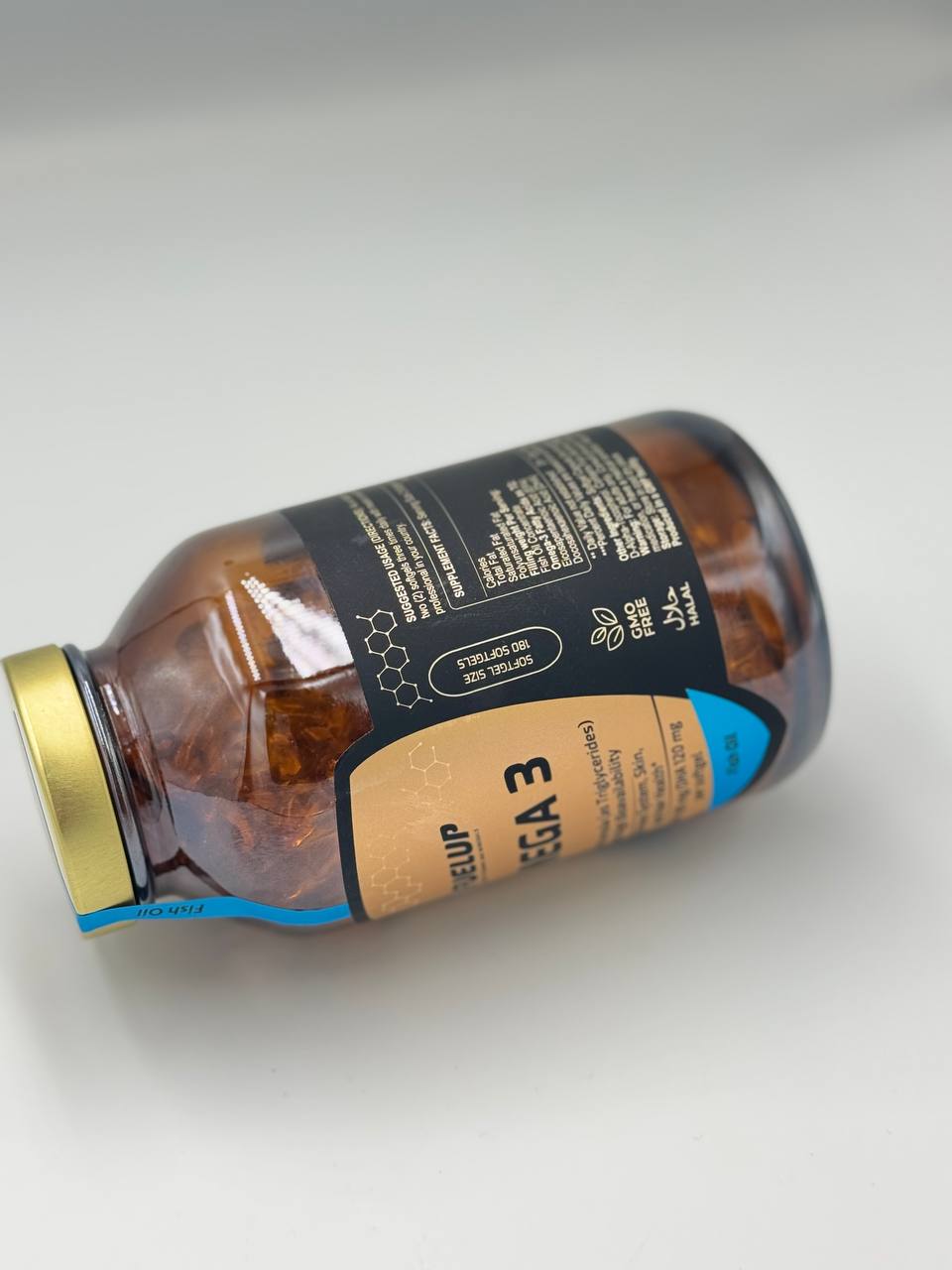 Омега 3 (Omega 3) Рыбий жир 1000мг 90 софтгель baliq yo'gi FUEL UP стекляная упаковка