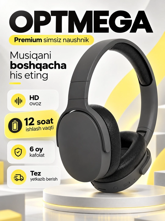 Simli va simsiz Bluetooth quloqchin WIR Wireless P2961, 40mm driver mikrofonli sport uchun - 