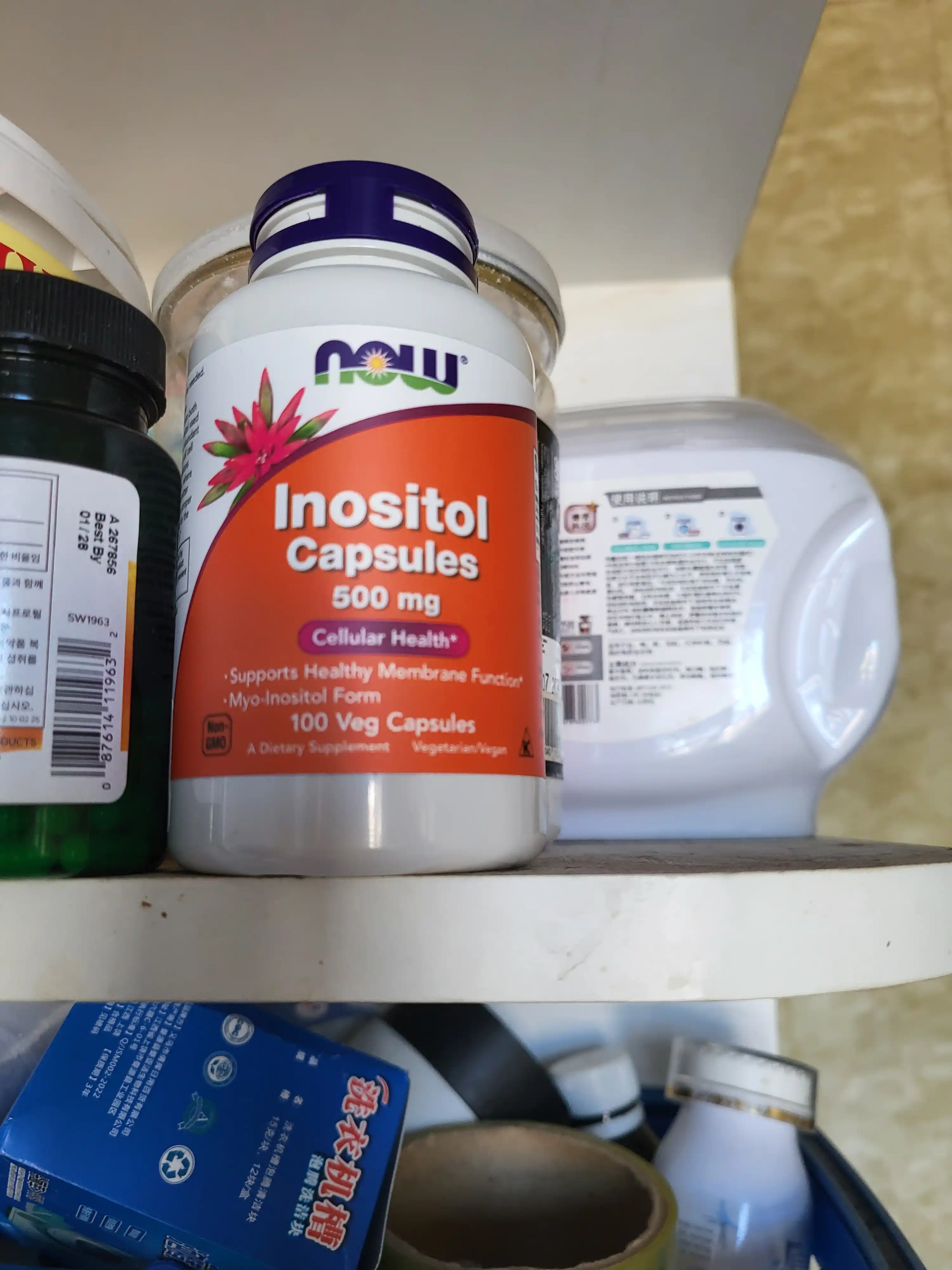 NOW Supplements, Inositol 500 mg, membrana va hujayra salomatligi, 100 kapsula Halol