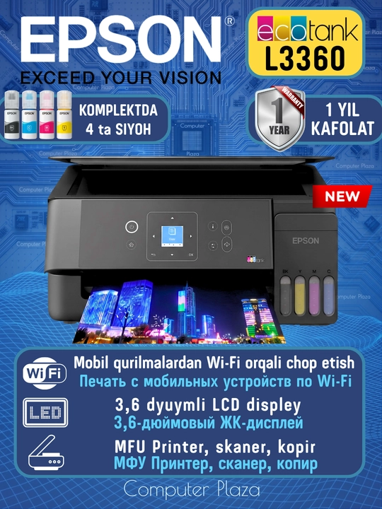 Epson L3360 Wi-Fi rangli printer skaneri - 
