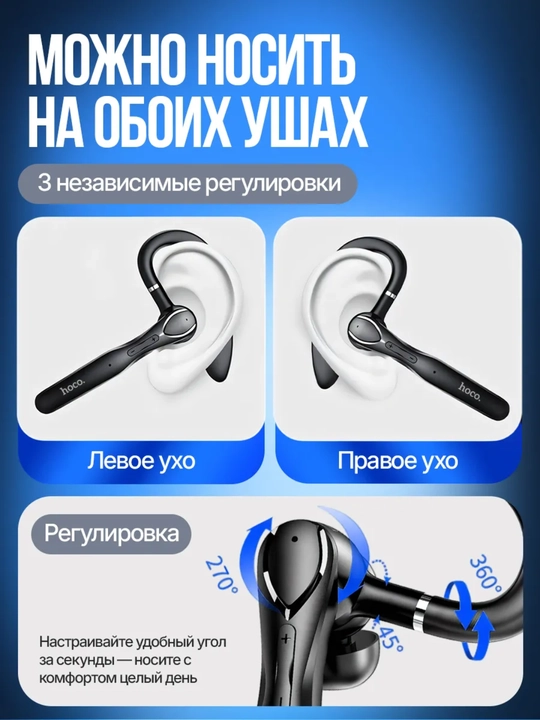 Simsiz Bluetooth garnitura Hoco DES60, mono quloqchin ENC, 19 soat, LED displeyli keys