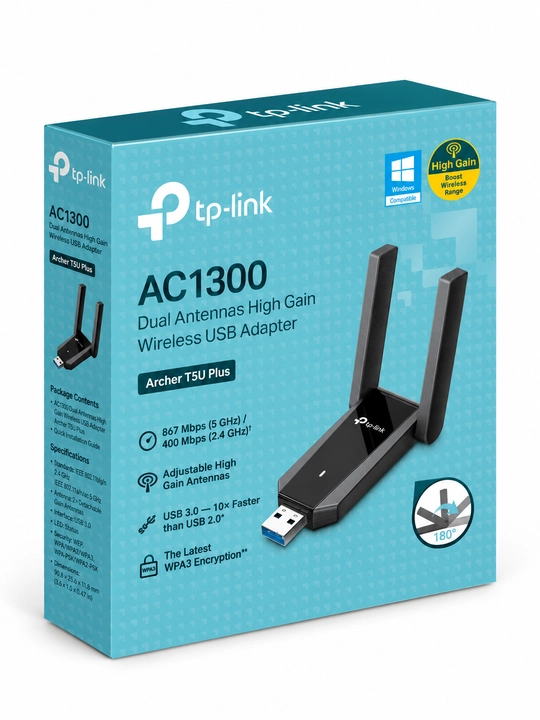 TP-Link Archer T5U Plus — USB Wi-Fi адаптер приёмник 2.4/5 ГГц, USB 3.0, 2 антенны