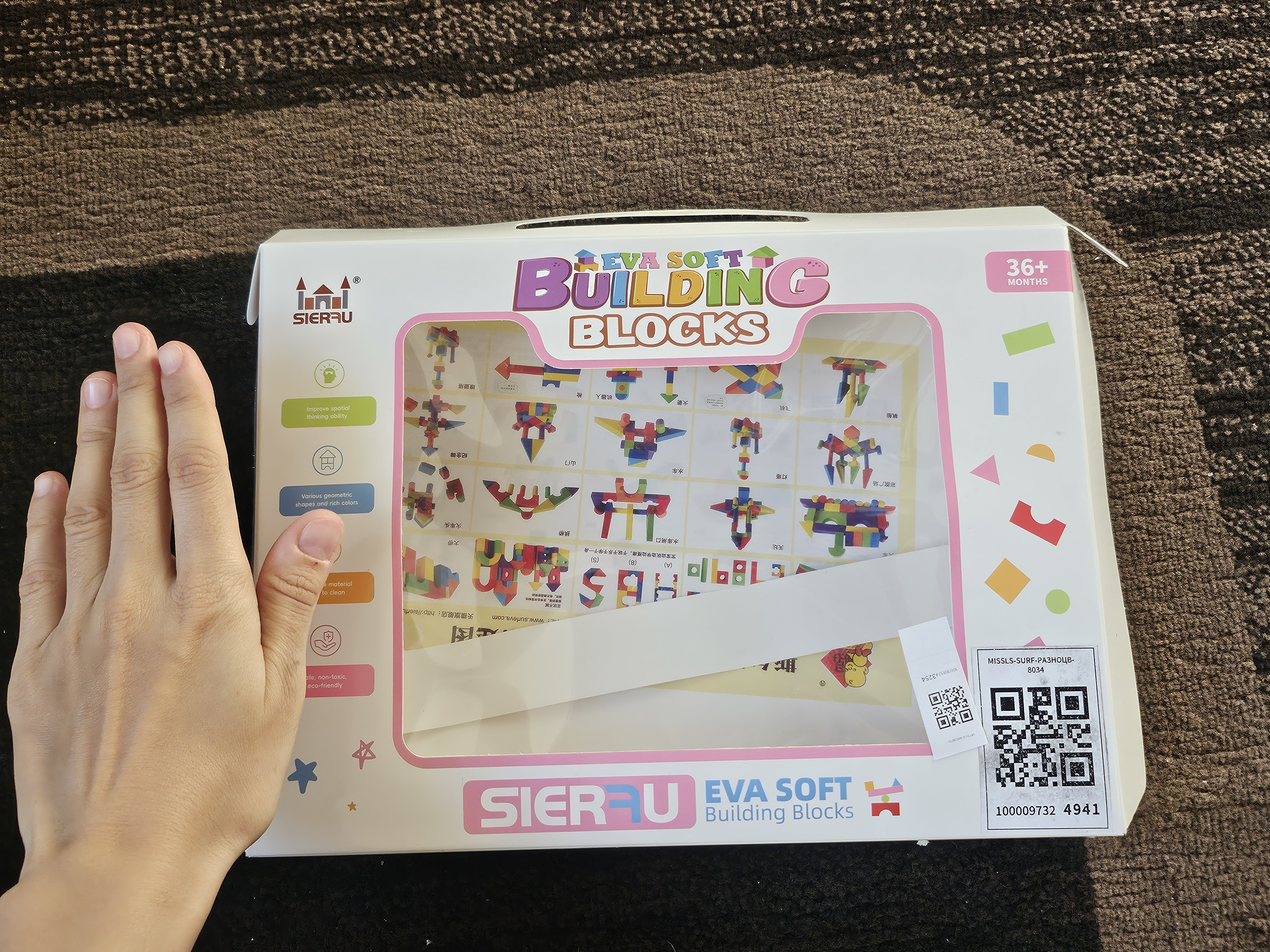 EVA blokli konstruktor Miss Lucky Seven, yumshoq kublar, rivojlantiruvchi o‘yin, 36 oy+