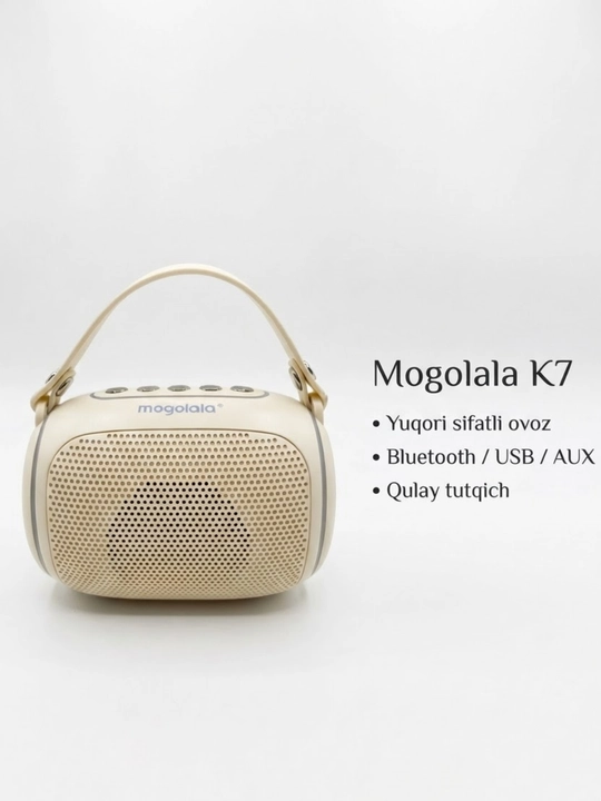 Mogolala K7 портативная Bluetooth колонка, USB AUX, качественный звук, с ручкой - 