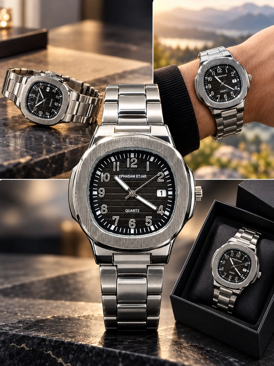 Мужские наручные часы Premium Steel, кварцевые, металлический браслет - 