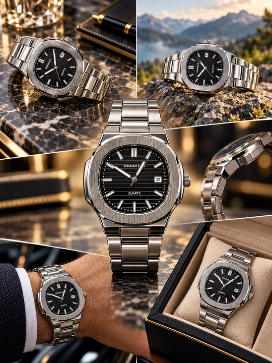 Мужские наручные часы Premium Steel, кварцевые, металлический браслет - 