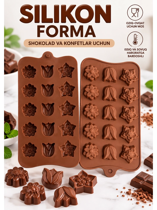 Силиконовая форма, форма для шоколада, конфет, печенья, цветочная форма для сладостей - 