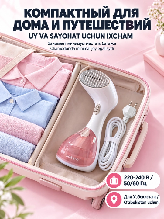Ручной отпариватель Sokany SK-3050, 1500 Вт, резервуар 270 мл для одежды