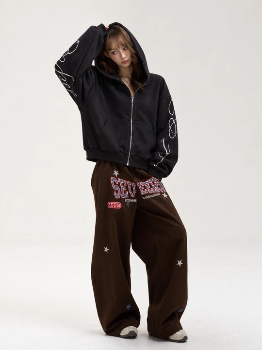 TAYNA Zip xudi Y2K, tolstovka uniseks oversize, qora, kapyushonli - 