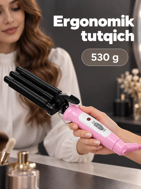 Soch ploykasi, uch silindrli 25 mm, yirik to‘lqinlar va jingalak qilish uchun