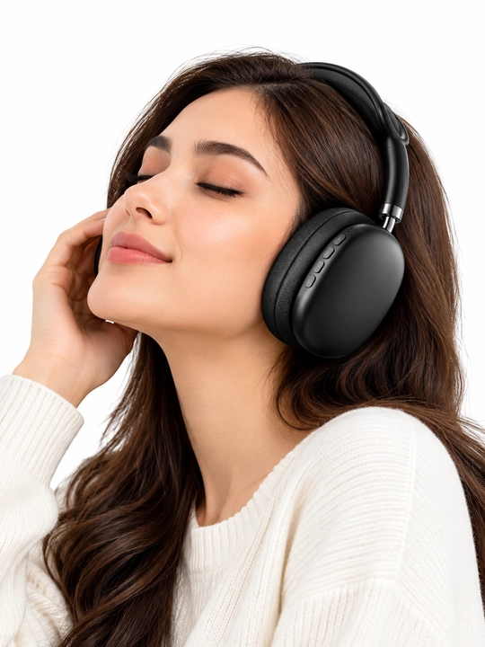 P9 Plus Max simsiz Bluetooth quloqchin, qora, boshga taqiladigan naushnik